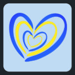 Blue Yellow Heart Peace Anti War Support Ukraine Quadratischer Aufkleber<br><div class="desc">Blue Yellow Heart Peace Anti War Support Ukraine Square Sticker.</div>