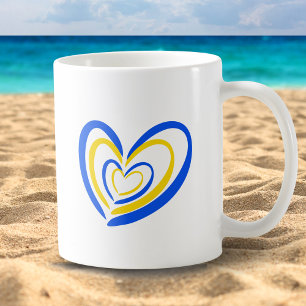 Blue Yellow Heart Peace Anti War Ukraine Inspirier Kaffeetasse
