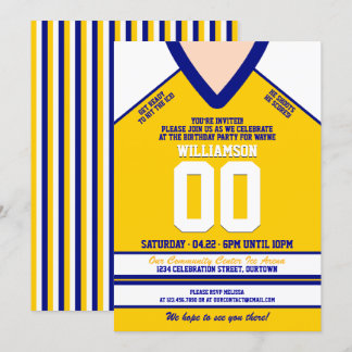 Blue/Yellow Hockey Jersey Geburtstagsparty Einladung