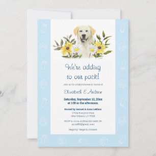 Blue Yellow Labrador Hunde Kinderdusche Einladung