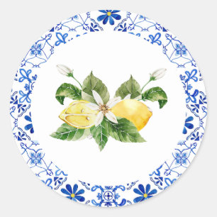 Blue Yellow Lemon Brautparty Umschlag Aufkleber