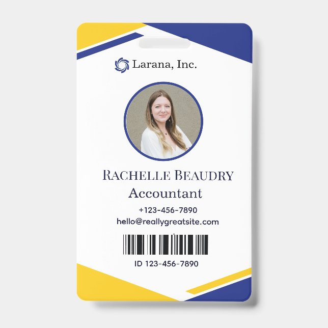 Blue & Yellow Modern Business ID Card Ausweis (Front)