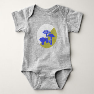 "Blue & Yellow Mushroom" Baby One Piece Strampler