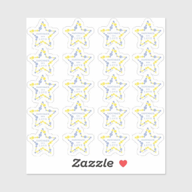 Blue & Yellow Original Buttons Star Handmade  Aufkleber (Blatt)