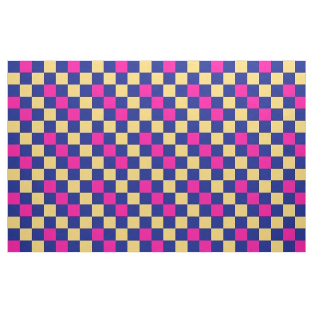 Blue Yellow Pink Checkered Pattern Design  Stoff (Fat Quarter (45,7 x 55,9 cm))
