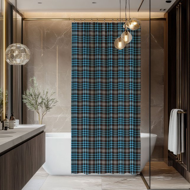 Blue Yellow Plaid Bath Curtain Gift for Gentlemen Duschvorhang (Blue Yellow Plaid Bath Curtain Gift for Gentlemen)