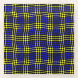 Blue Yellow Plaid Checker Seamless Pattern Glasuntersetzer