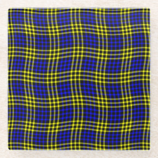 Blue Yellow Plaid Checker Seamless Pattern Glasuntersetzer