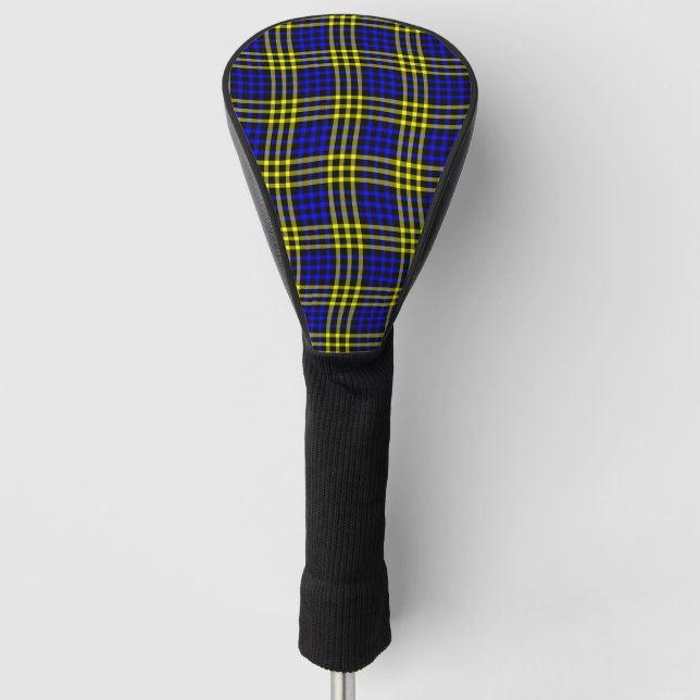 Blue Yellow Plaid Checker Seamless Pattern Golf Headcover (Vorderseite)
