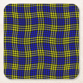 Blue Yellow Plaid Checker Seamless Pattern Rechteckiger Pappuntersetzer