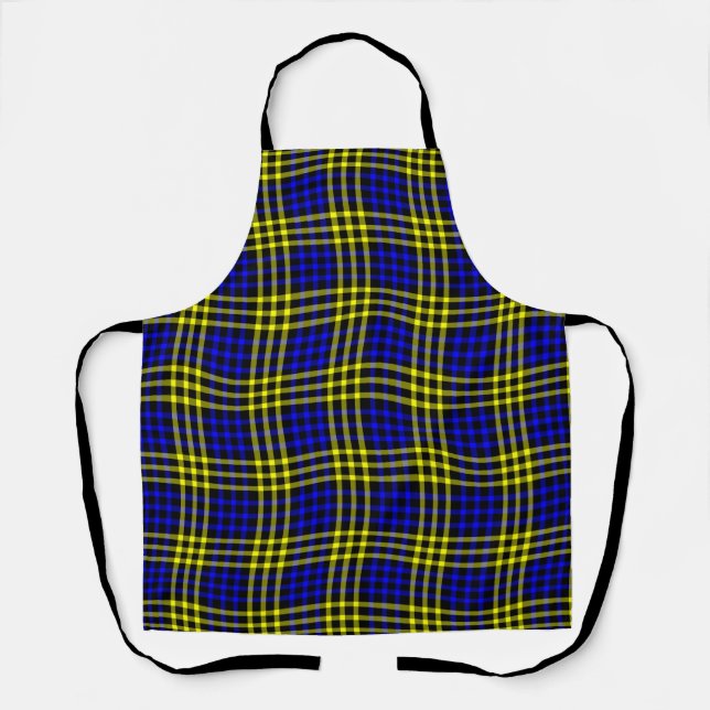 Blue Yellow Plaid Checker Seamless Pattern Schürze (Vorderseite)