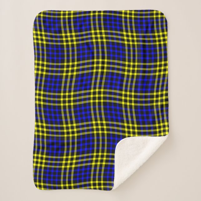 Blue Yellow Plaid Checker Seamless Pattern Sherpadecke (Vorderseite)