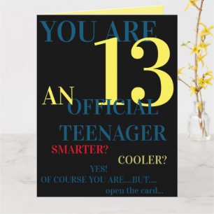 Blue Yellow Red 13. Offiziell Teenager Boy Birthda Karte
