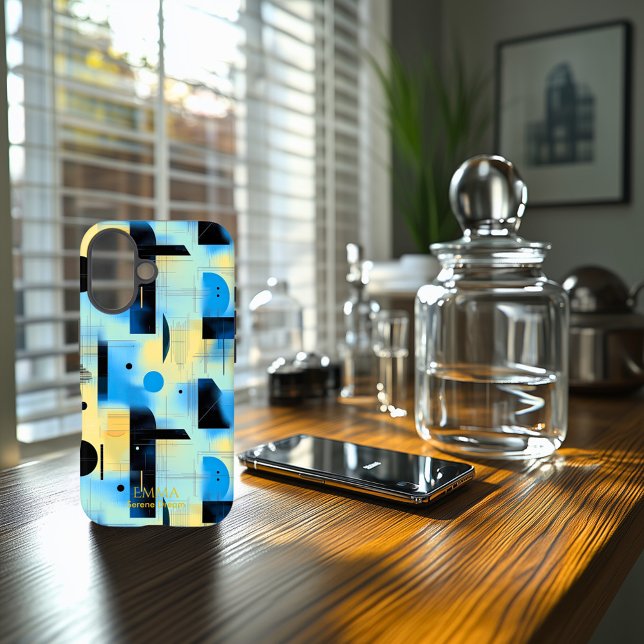 Blue & Yellow Serene Geometrie Art Phone Case (Von Creator hochgeladen)