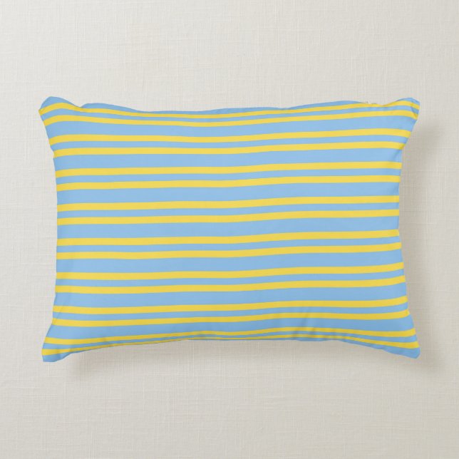Blue Yellow Stripes Seamless Pattern Dekokissen (Vorderseite)