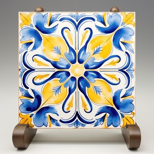 Blue Yellow Sunny Azulejos Elegance Fliese (Von Creator hochgeladen)