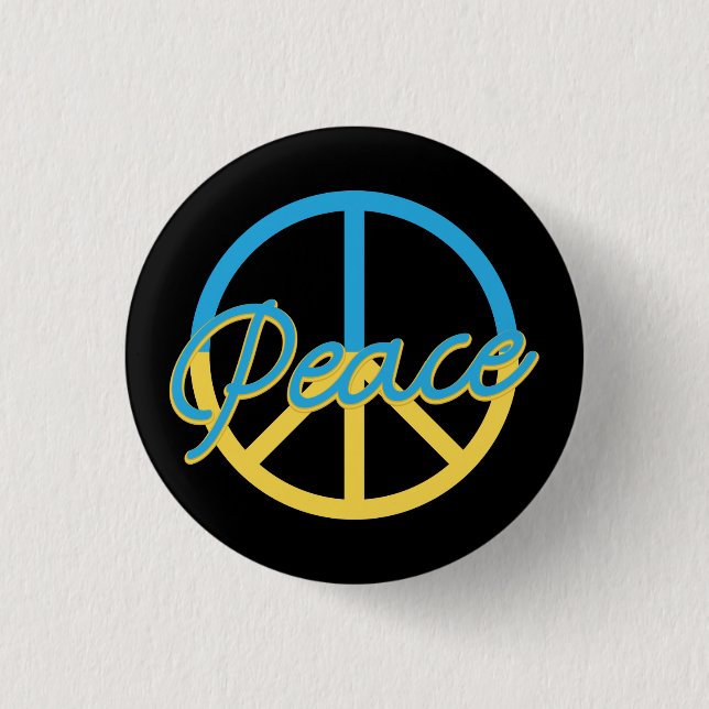 BLUE & YELLOW UKRANIAN PEACE SIGN BUTTON (Vorderseite)