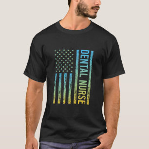Blue Yellow USA Flag - Dental Nurse T-Shirt