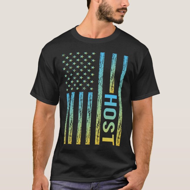 Blue Yellow USA Flag - Host T-Shirt (Vorderseite)
