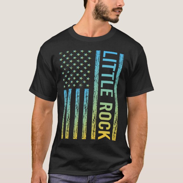 Blue Yellow USA Flag - Little Rock T-Shirt (Vorderseite)