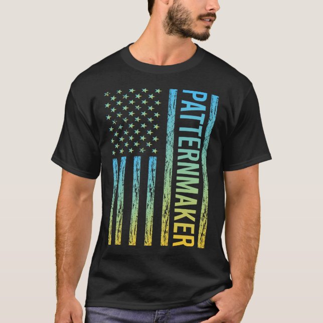 Blue Yellow USA Flag - Patternmaker T-Shirt (Vorderseite)