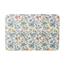 Blue Yellow Watercolor Wildflower  Badematte
