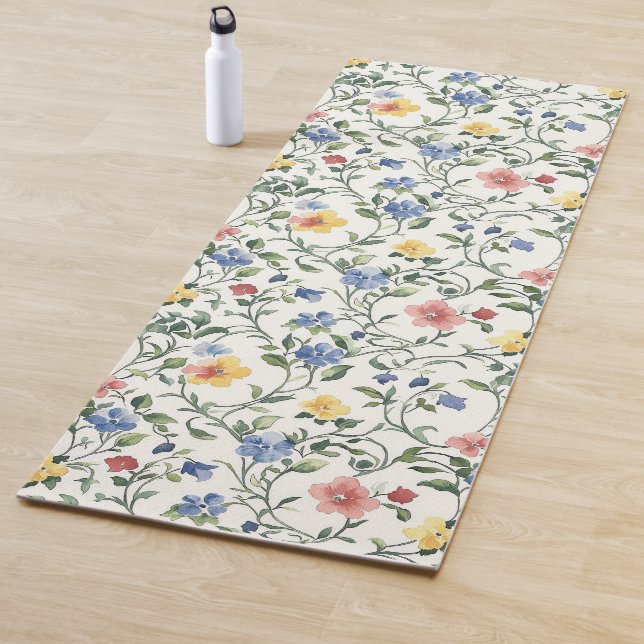 Blue Yellow Watercolor Wildflower  Yogamatte (Beispiel)
