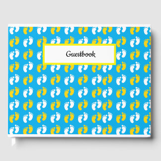 BLUE YELLOW WHITE BABY FEET GÄSTEBUCH