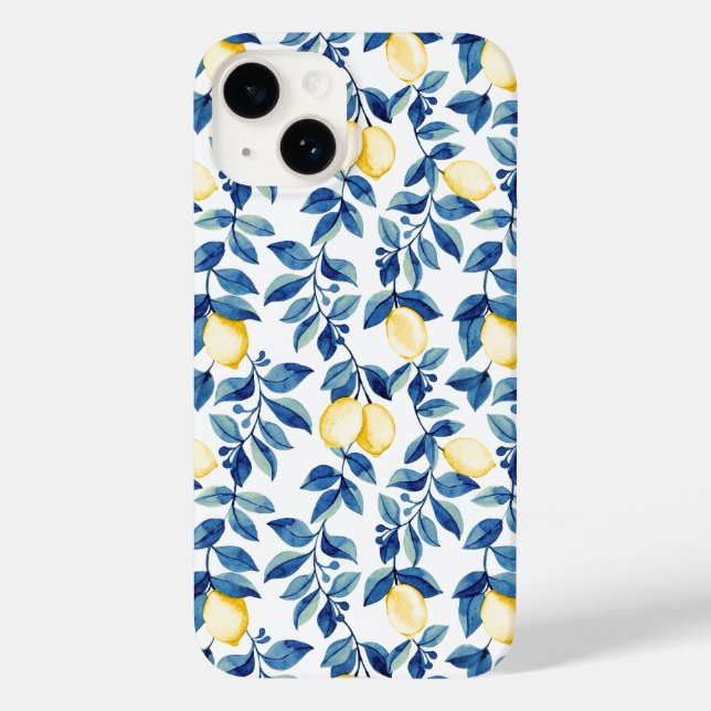 Blue Yellow Wildflower Lemon Case-Mate iPhone 14 Hülle (Rückseite)