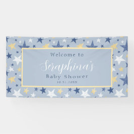 Blue Yellow Winter Stars Pattern Baby Dusche Banner
