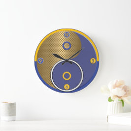 Blue Yellow Yang Wall Clock Große Wanduhr