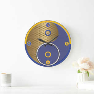 Blue Yellow Yang Wall Clock Große Wanduhr