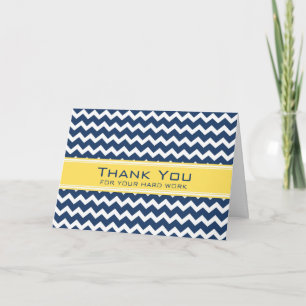 Blue Yellow Zickzack Employee Anniversary Card Dankeskarte