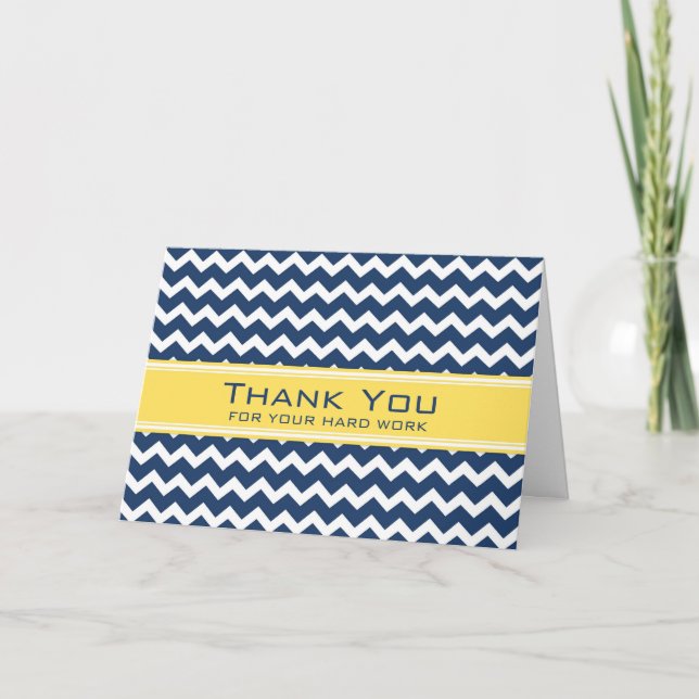 Blue Yellow Zickzack Employee Anniversary Card Dankeskarte (Vorderseite)