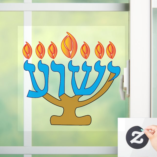 Blue Yeshua Menorah Fensterheber Fensteraufkleber (Zuhause)