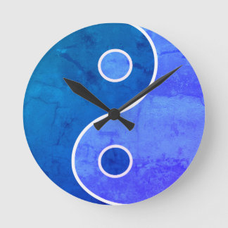 Blue Yin Yang Art Runde Wanduhr