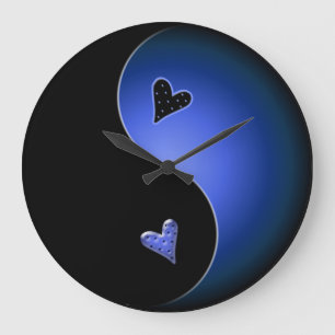 blue yin yang große wanduhr