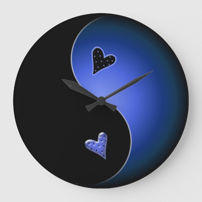 blue yin yang große wanduhr (Vorderseite)