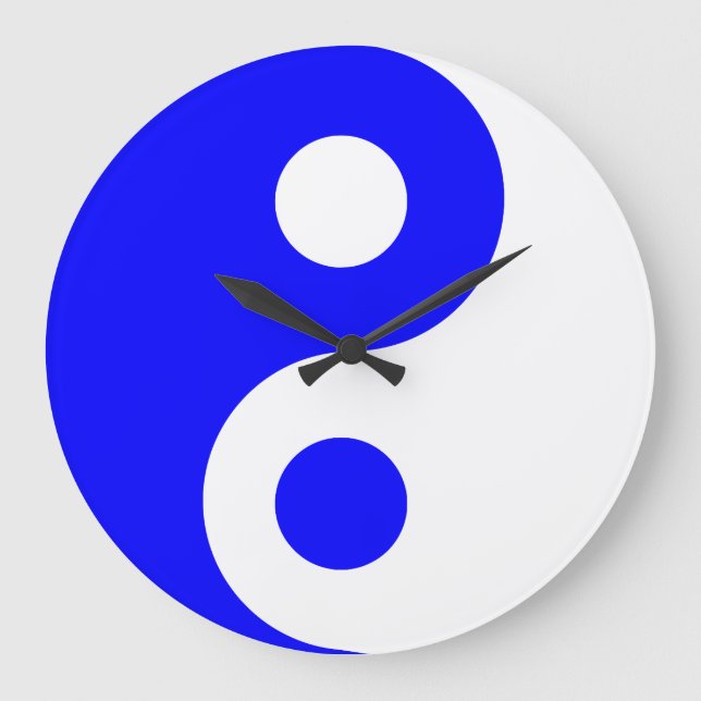 Blue Yin Yang Symbol Große Wanduhr (Vorderseite)