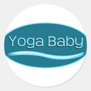 Blue Yoga Baby Runder Aufkleber