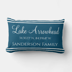 Blue Your Lake and Family Name Map Koordinaten Lendenkissen