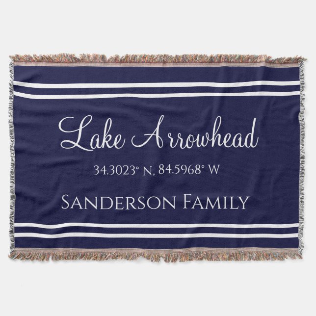 Blue Your Lake Family Name Map Koordinaten Thro Decke (Vorderseite)