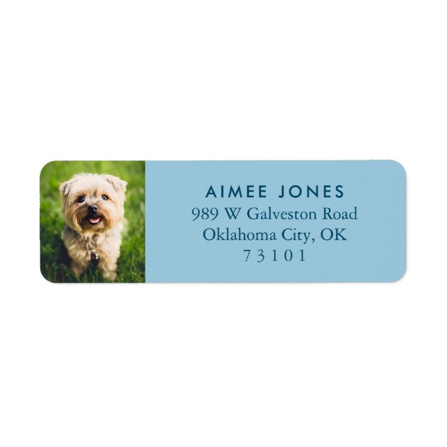 Blue Your Pet's Photo Custom Return Address Label (Vorne)