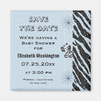 Blue Zebra & Blume Babydusche Save the Date