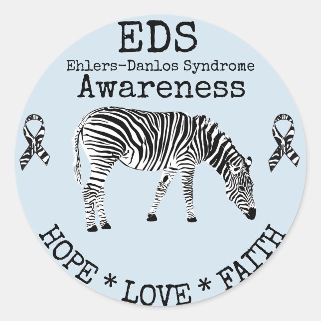 Blue Zebra Ehlers-Danlos Syndrom EDS Sticker (Vorderseite)
