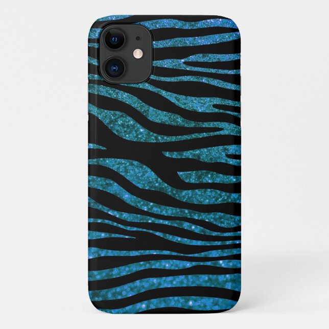 Blue Zebra, Glitzer Zebra, Zebra Print, Streifen Case-Mate iPhone Hülle (Rückseite)