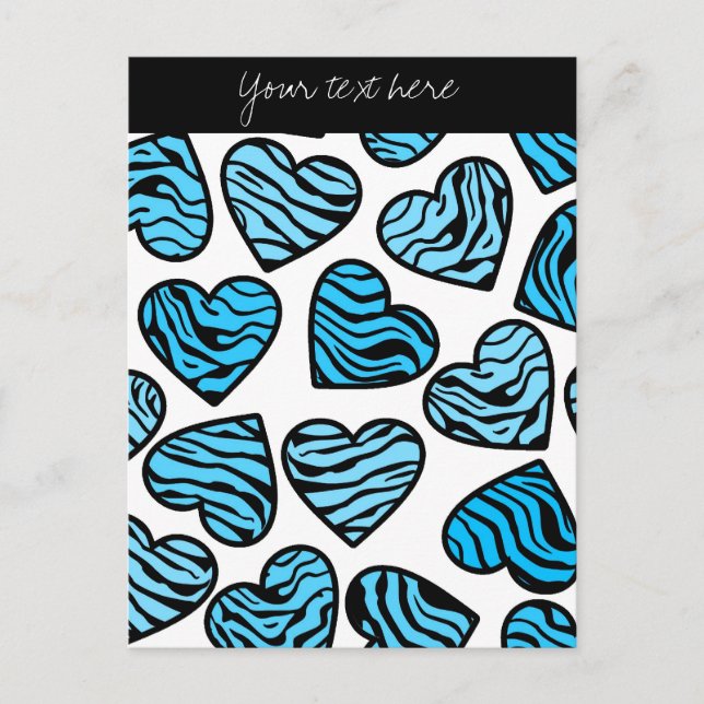 Blue Zebra Herz Design Postkarte (Vorderseite)