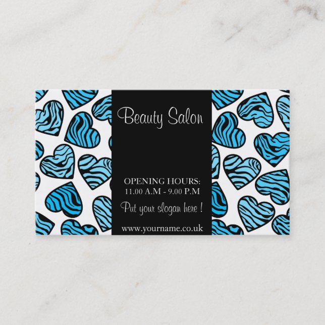 Blue Zebra hört Design Business Card Visitenkarte (Vorderseite)