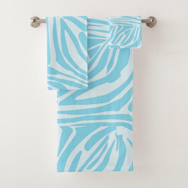 Blue Zebra Pattern Badhandtuch Set (Insitu)