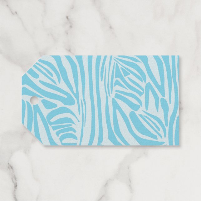 Blue Zebra Pattern Geschenkanhänger (Rückseite (Horizontal))
